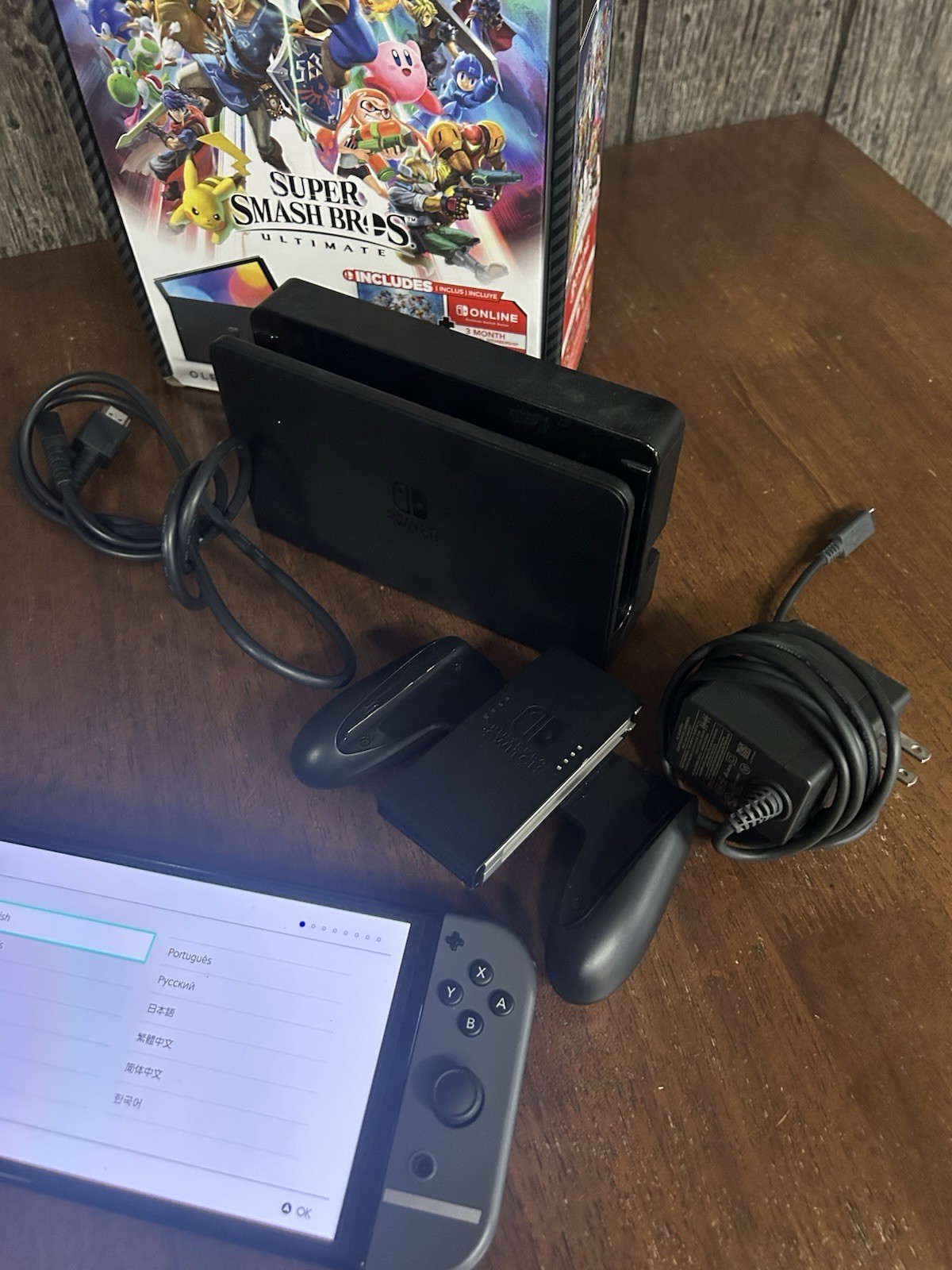 Nintendo Switch (OLED Model) Super Smash Bros. Bundle 64GB Console – Gray Box