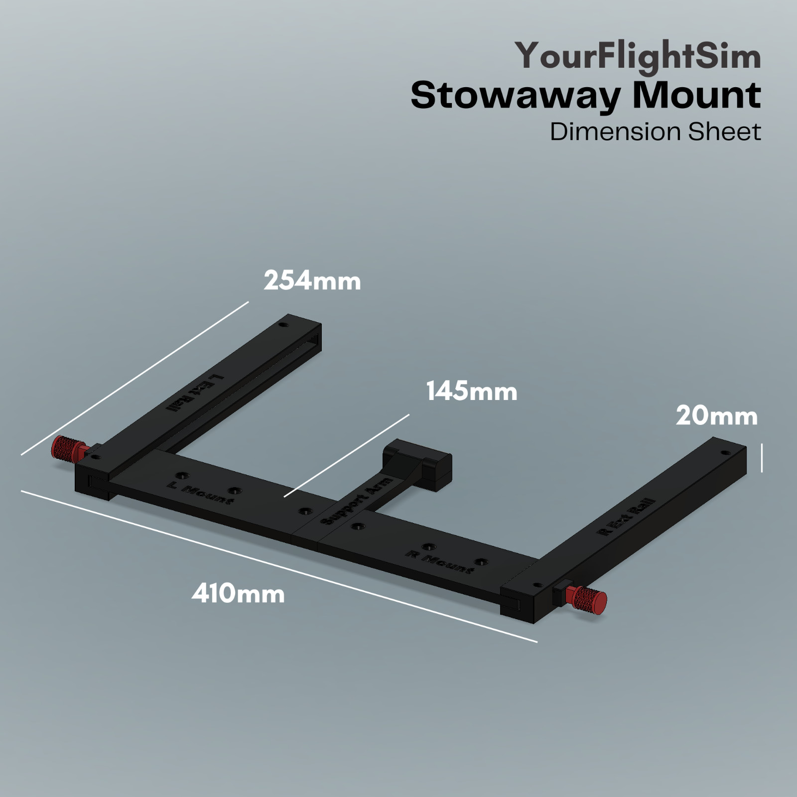 Mount for The Honeycomb Alpha or Bravo Throttle Quadrant – Sliding and Locking