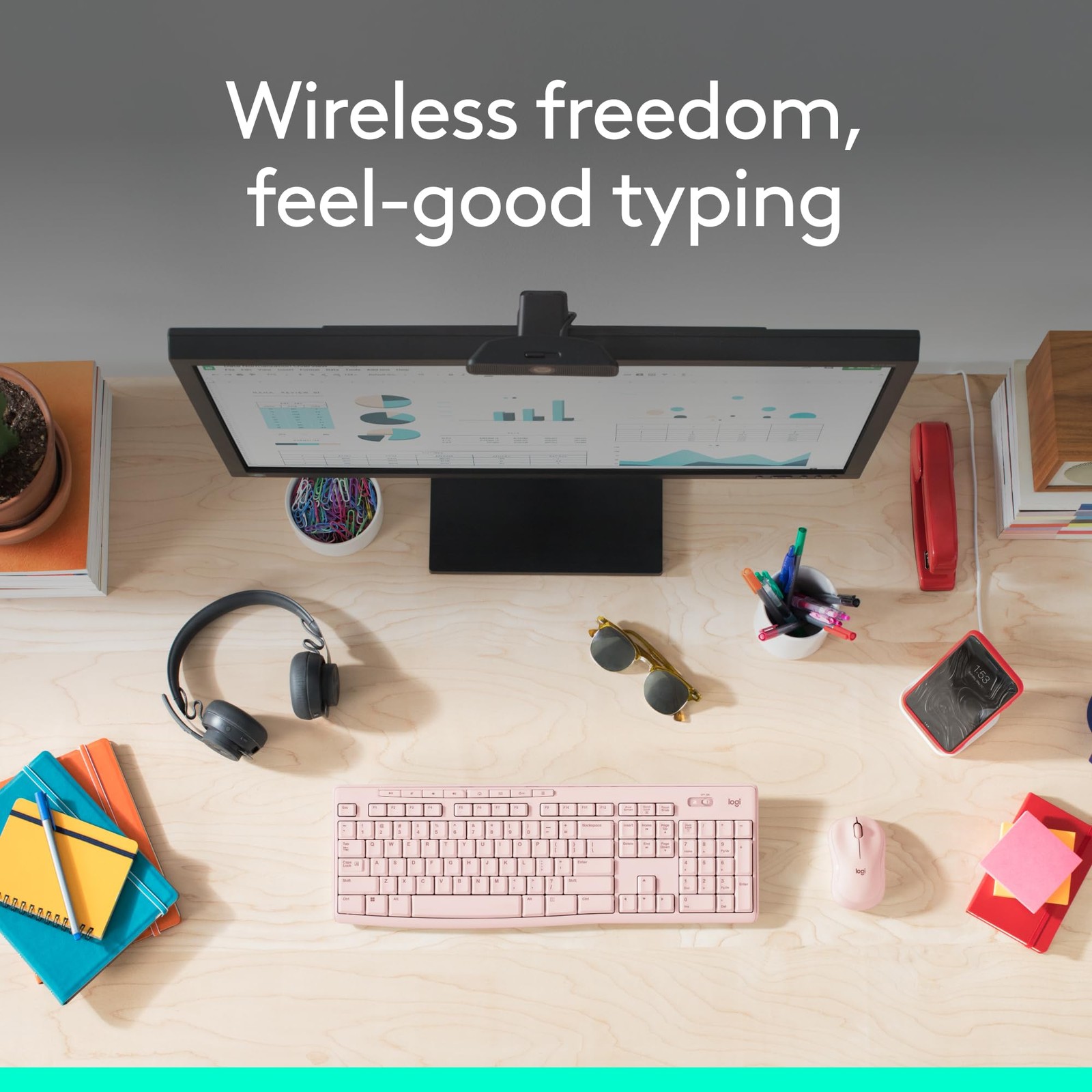 Logitech MK270 Wireless Keyboard and Mouse Combo for Windows, 1 Pack, Rose