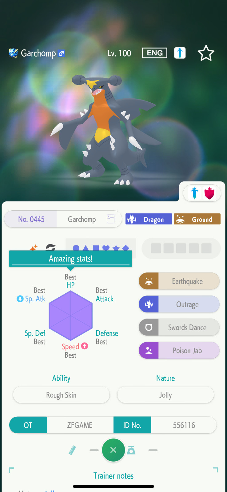 ✨6IV SHINY Garchomp ATK + EVS🚀 POKEMON HOME✨Champions✨Online delivery⚡