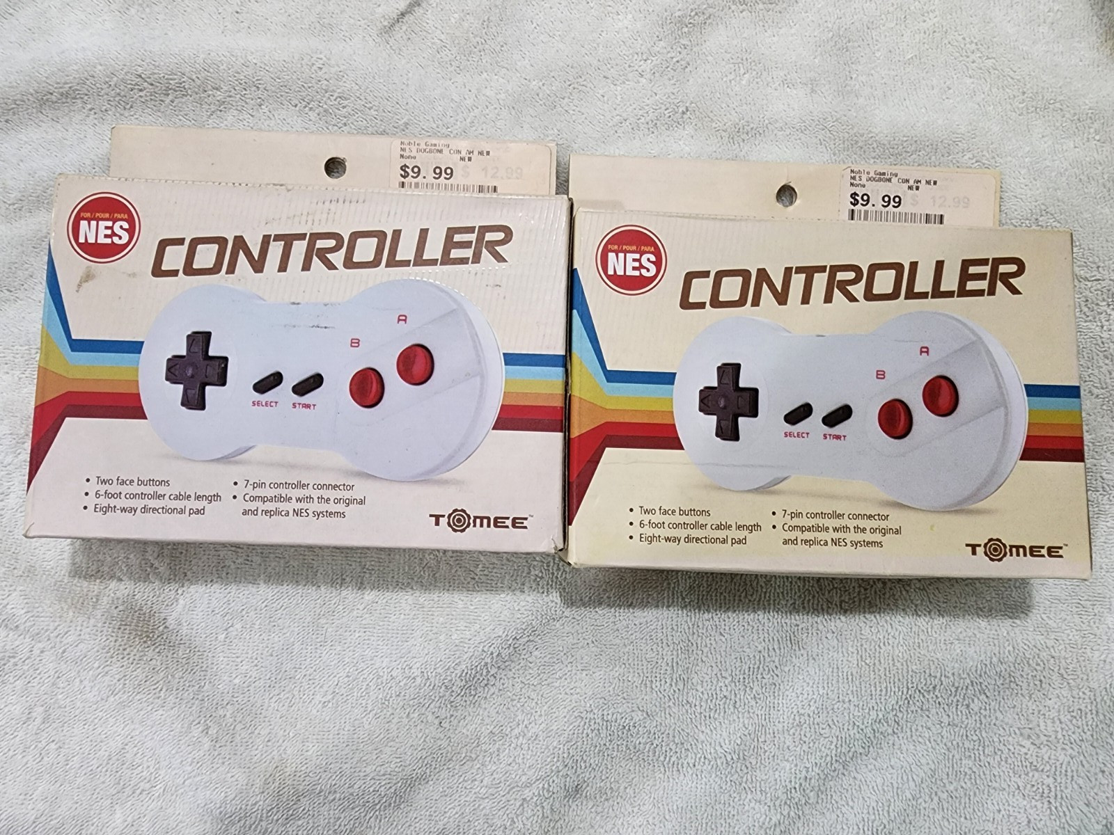 Tomee Turbo Wired Controller Lot of 2 for Nintendo NES/Famicom 7.2ft Gray
