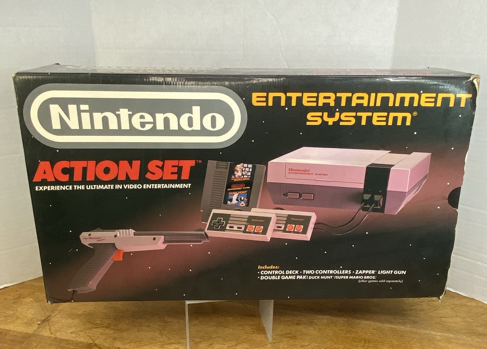 Nintendo NES Action Set – Box Only – Gray Zapper Version – Empty Box Vintage