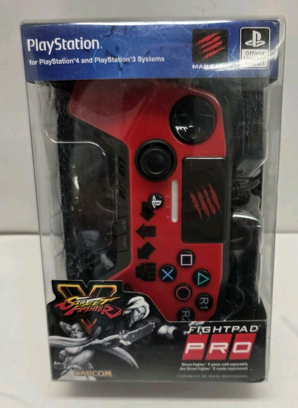 Mad Catz Playstation Street Fighter V Fight Pad PRO PS3 PS4 Controller Red *NEW