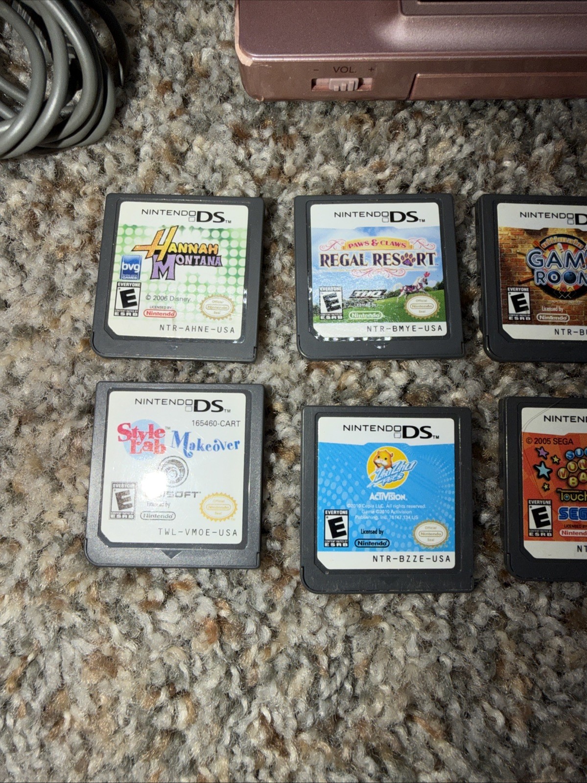 Nintendo DS Lite Console USG-001 with charger Case – Pink With 9 Games