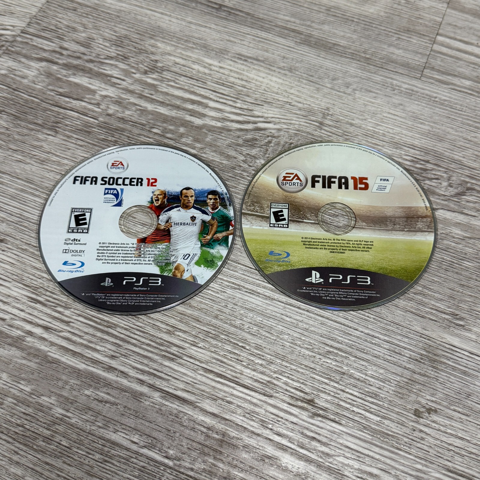 FIFA Soccer 12 & Fifa 15 (Sony PlayStation 3) Disc Only!