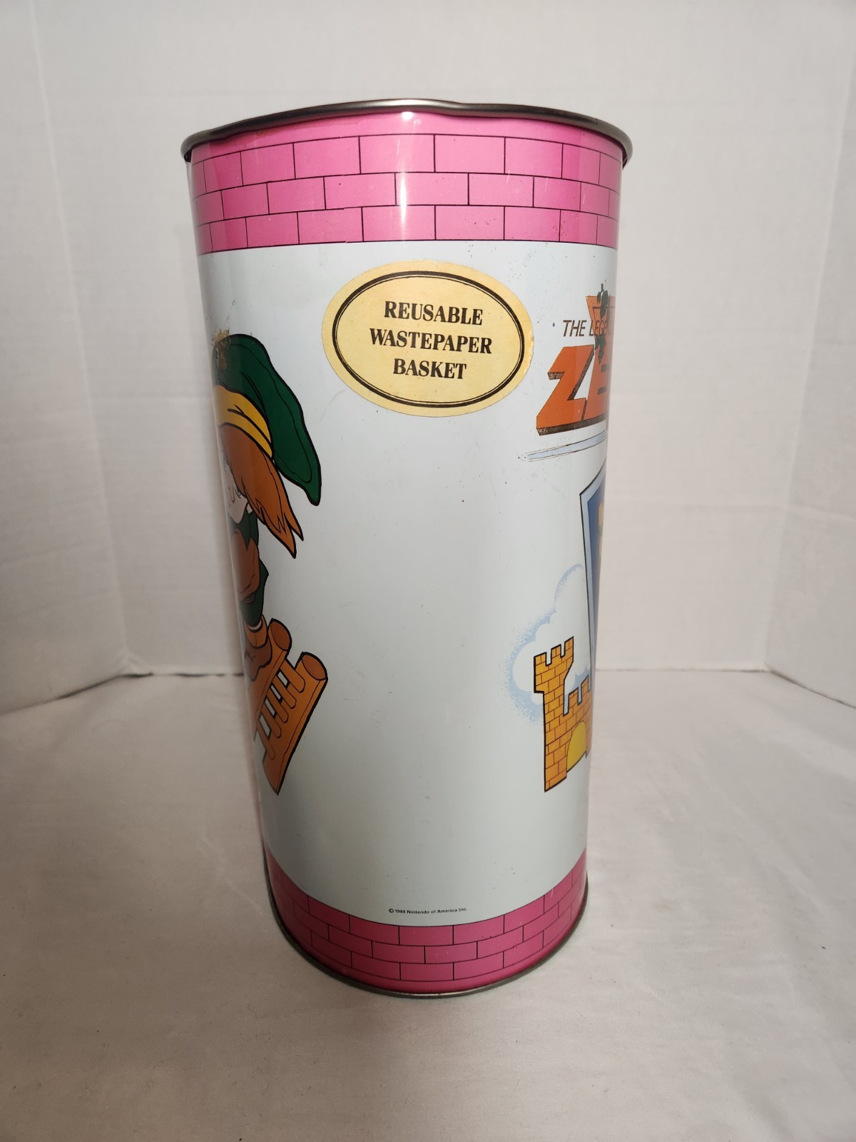 Vintage Rare 1988 Nintendo Legend of Zelda Metal Garbage / Collectible Trash Can