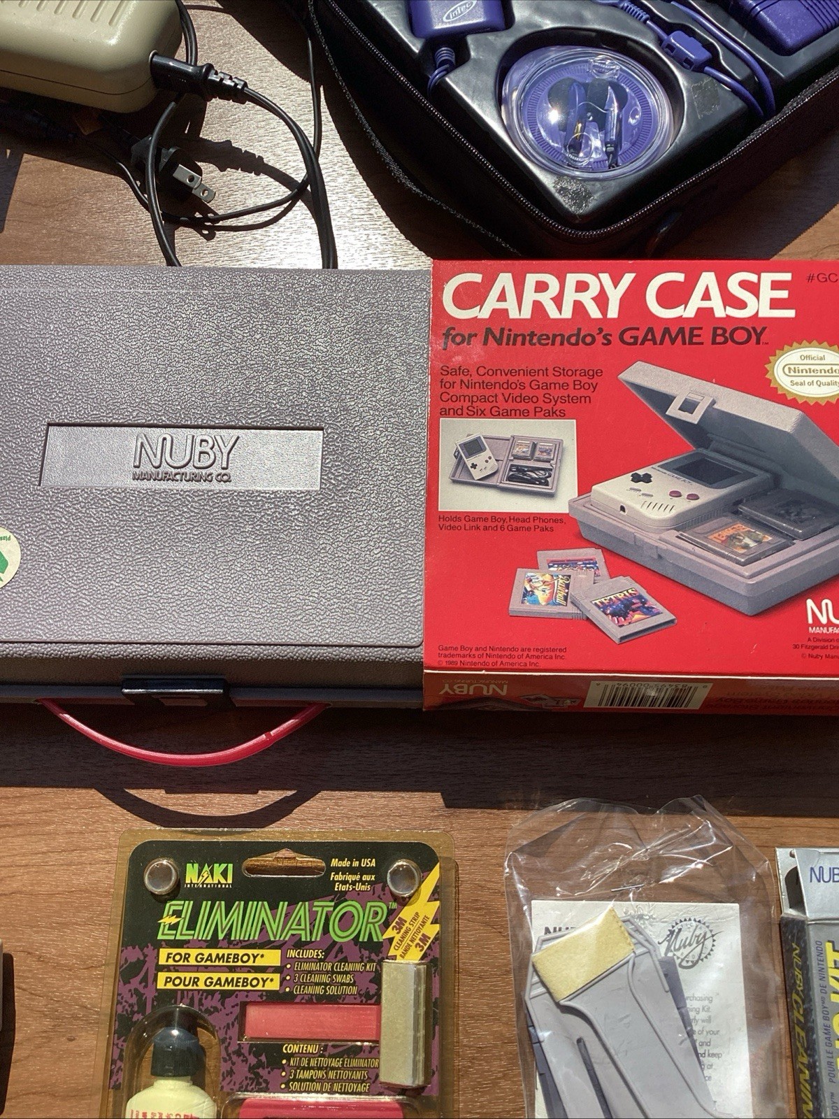 Game Boy Rechargeable Battery Pack Lot Cleaning Kit Case Light Nuby Docs VTG
