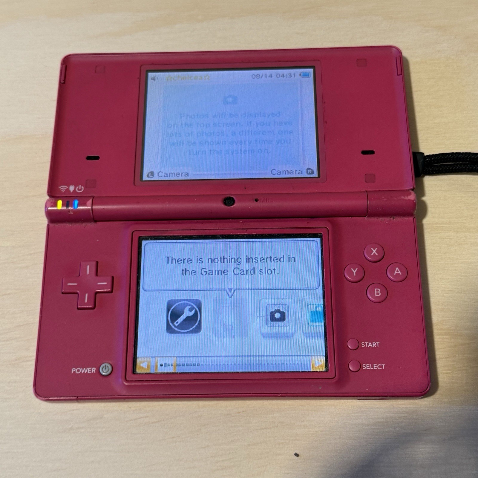 Nintendo DSi Console Hot Pink No Charger Tested Good Loose Top Hinge Read Info!