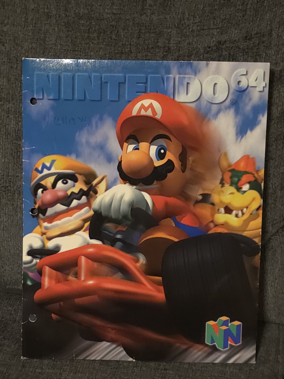 Mario Kart 64 N64 Vintage School Folder 1990s Nintendo Rare Paper Item