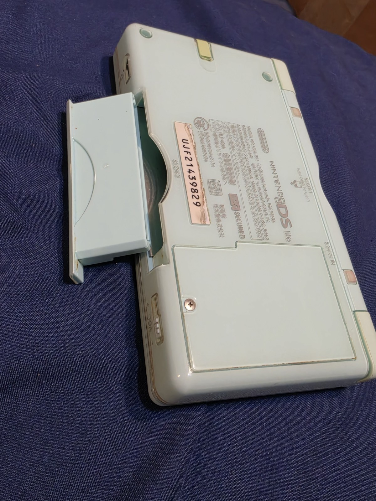 Nintendo DS Lite Ice Blue Handheld. Tested Working w/ Charger, Stylus & GBA Covr
