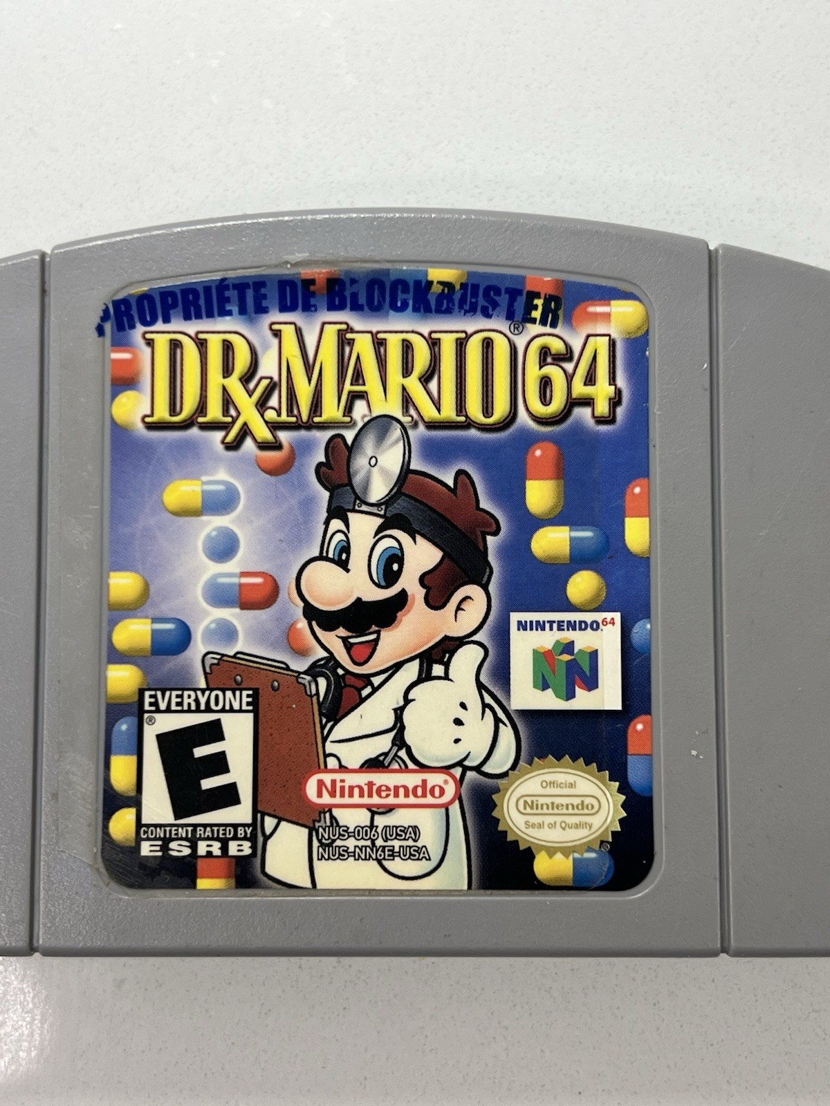 **RARE**Dr. Mario 64 Blockbuster Sticker Nintendo N64 Authentic Cartridge Only