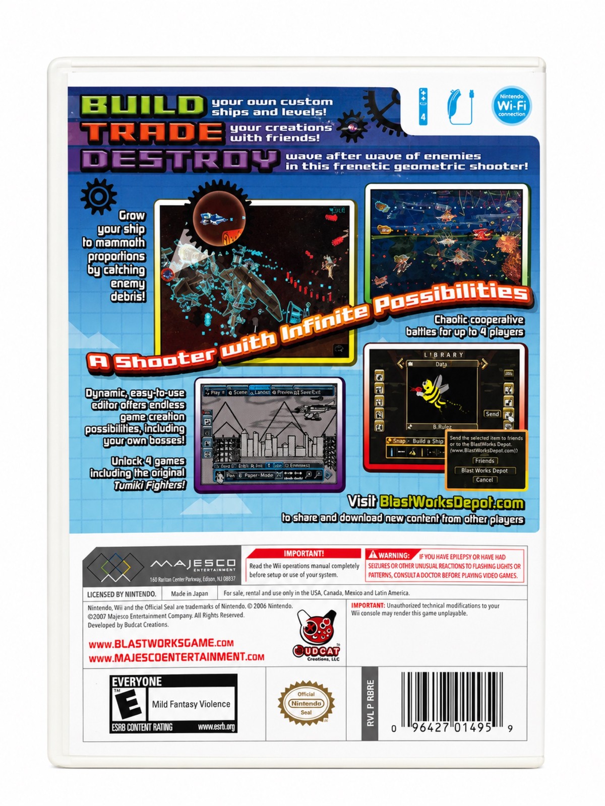Blast Works Build Trade Destroy Nintendo Wii 2008 Majesco Game Complete in Box