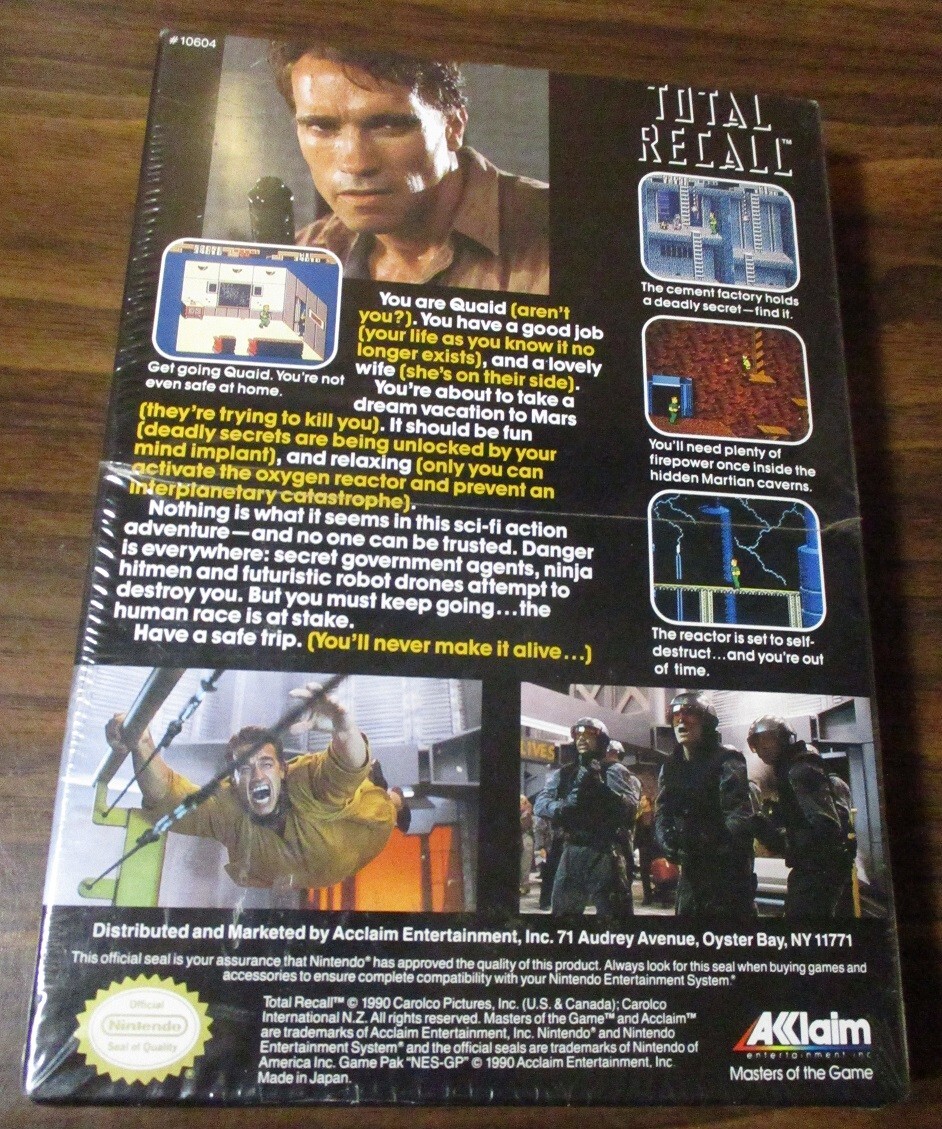 Total Recall (Nintendo NES, 1990) H-Seam Sealed NOS NIB