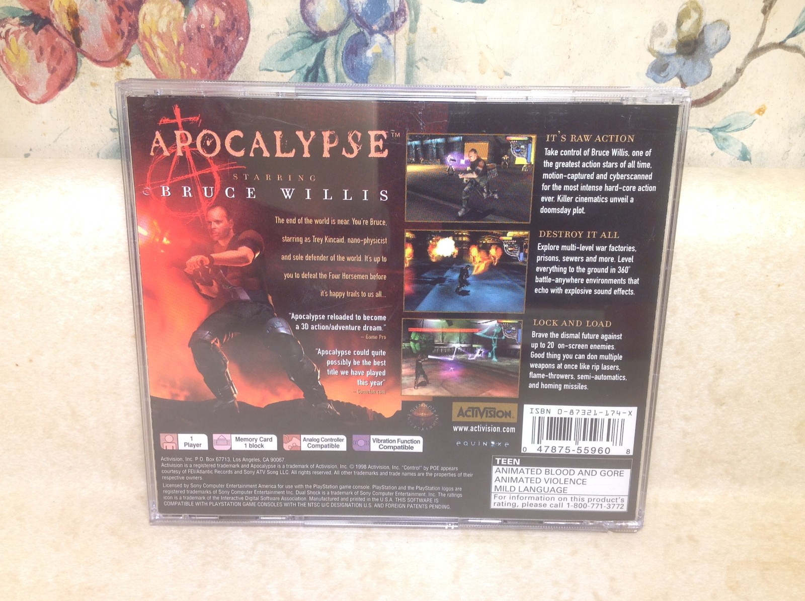 Sony Playstation 1 APOCALYPSE Video Game Manual & Reg. Card MINTY Disk