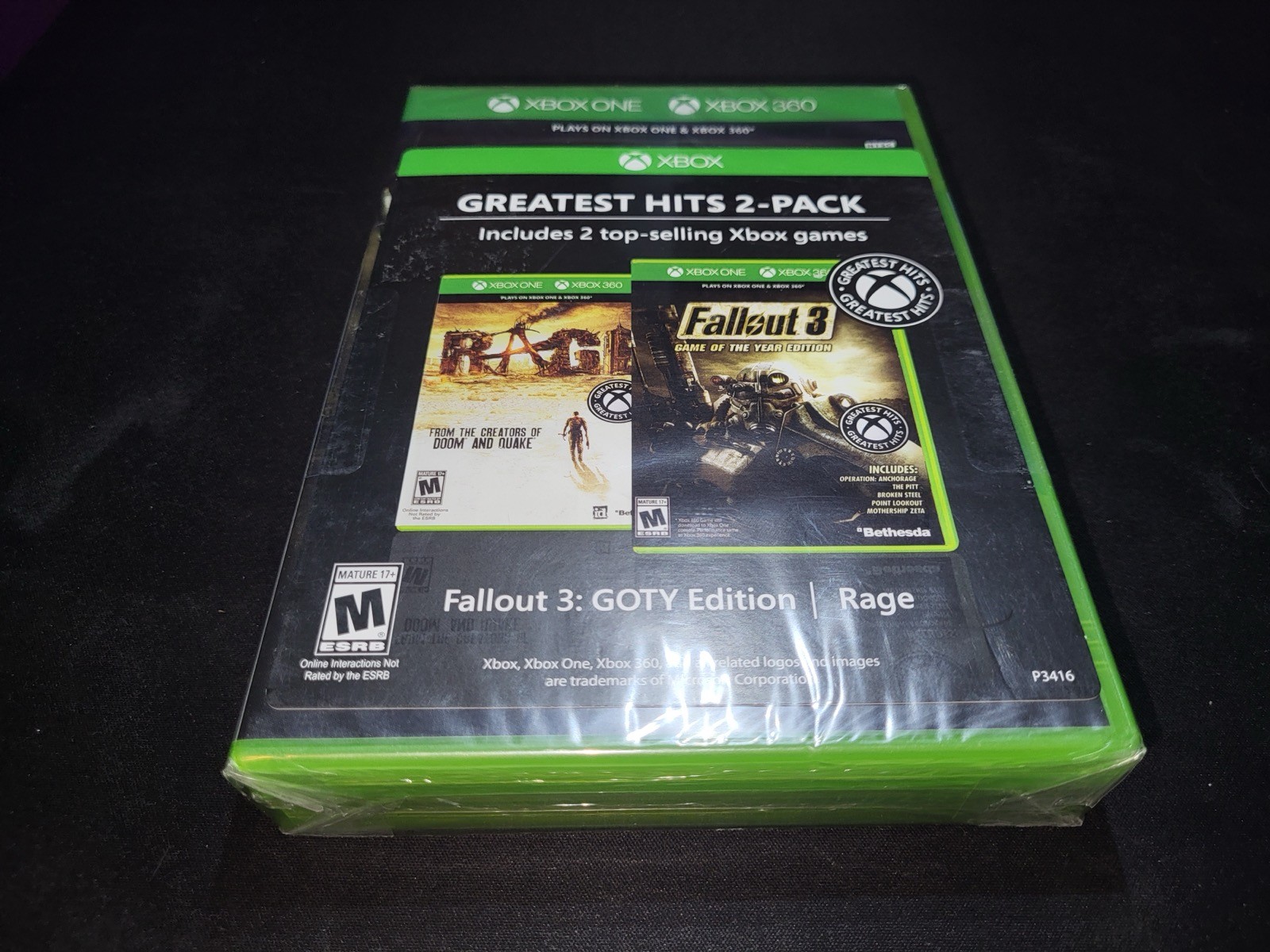 Xbox Greatest Hits 2 Pack Fallout 3 GOTY Edition/Rage Xbox 360/One NEW SEALED