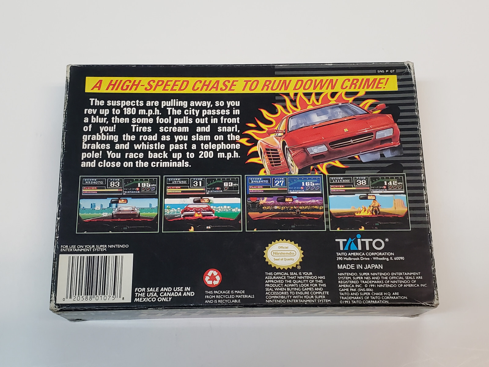 Super Chase HQ H.Q. Super Nintendo Box Only *(No Game,No Manual) *wear