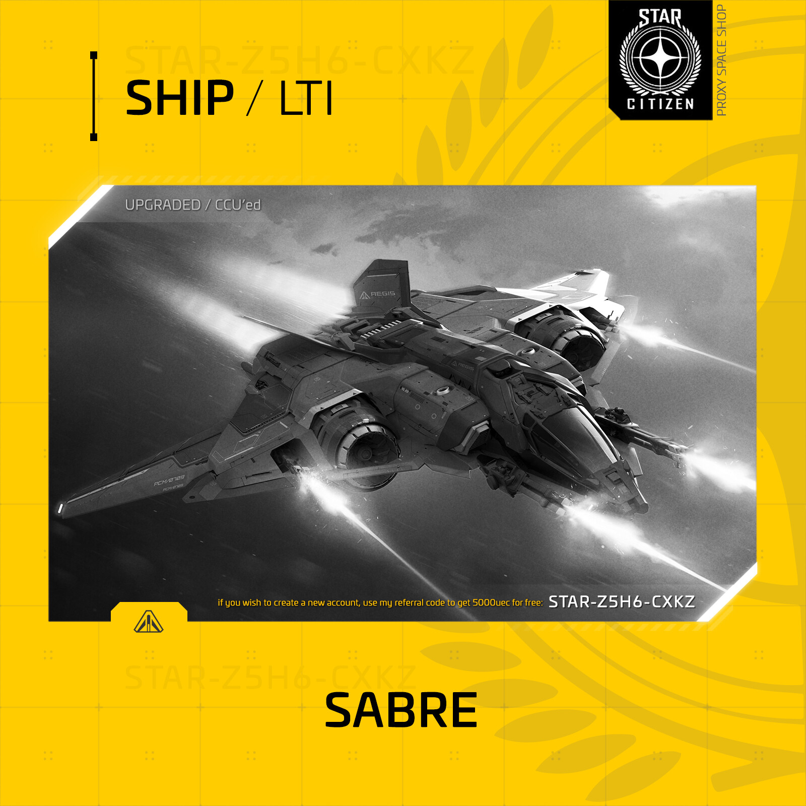 Star Citizen – AEGIS SABRE – LTI – (Lifetime Insurance)