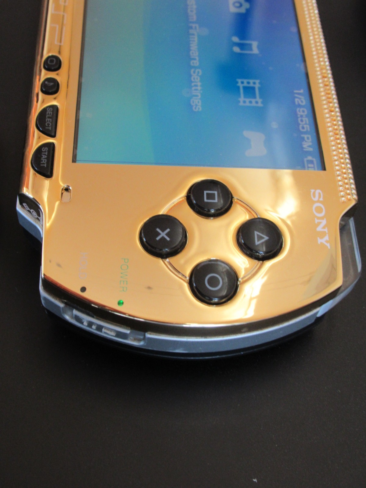 PSP 1000 Black/Gold w/ Ark-4 USB power/data HQ battery SANDISK 32gb working!