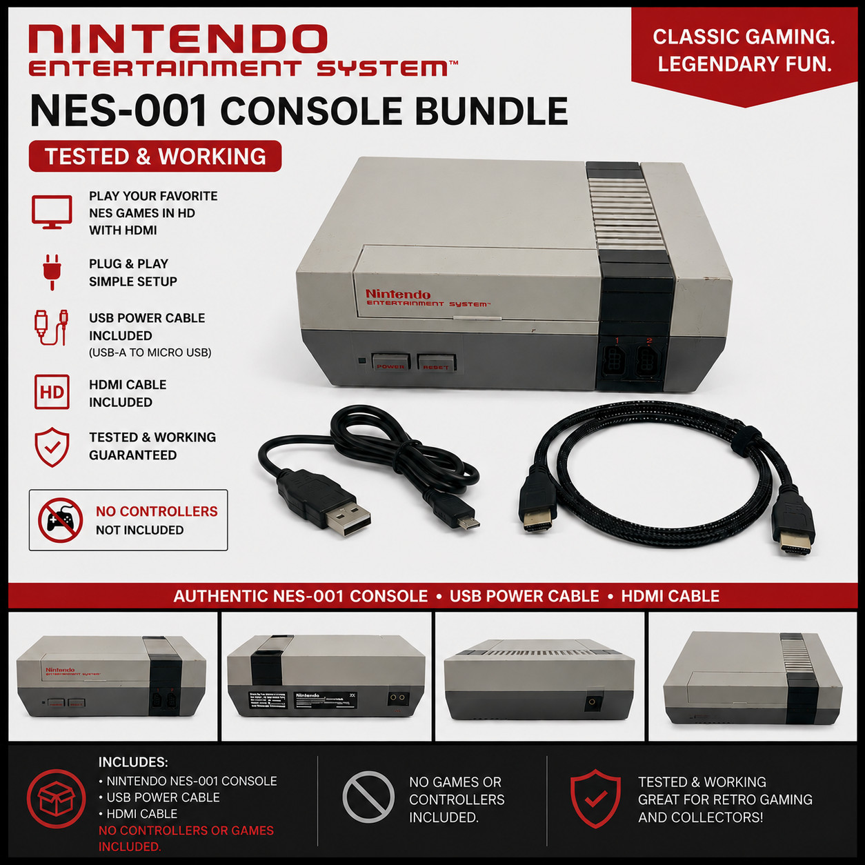 Nintendo NES Classic Edition Mini Console Tested Working HDMI & USB Cable