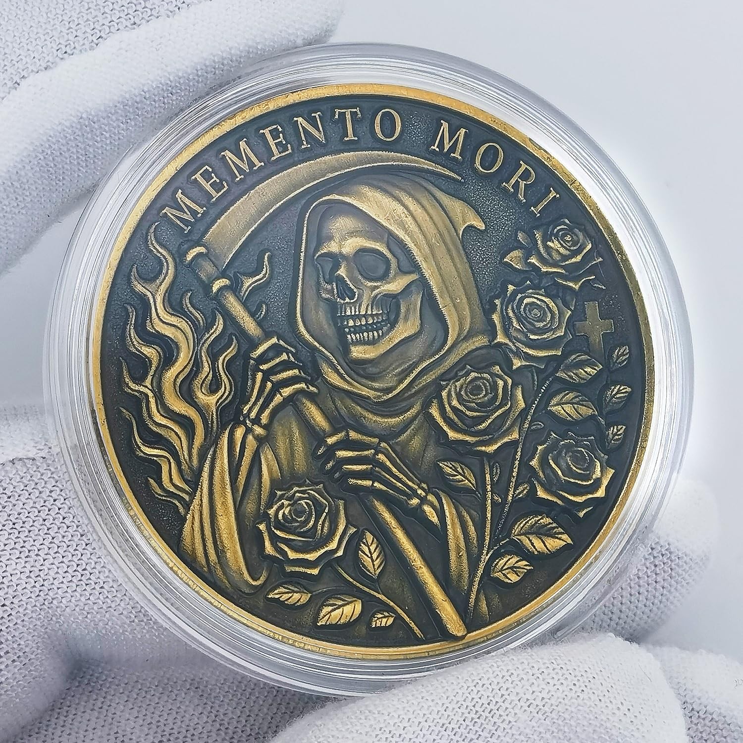 Memento Mori Coin Death Reaper Skull Challenge Coins – 1.57 Inch * 0.12
