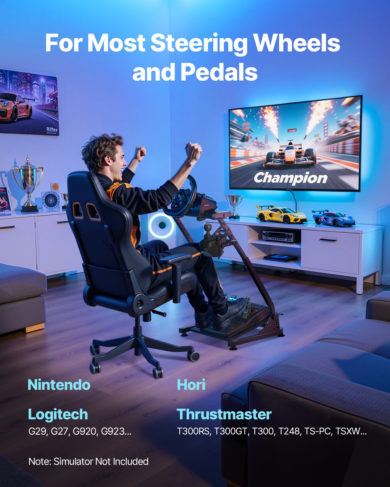 VEVOR Racing Wheel Stand Simulator Cockpit Foldable Logitech G29 G27 G920 G923
