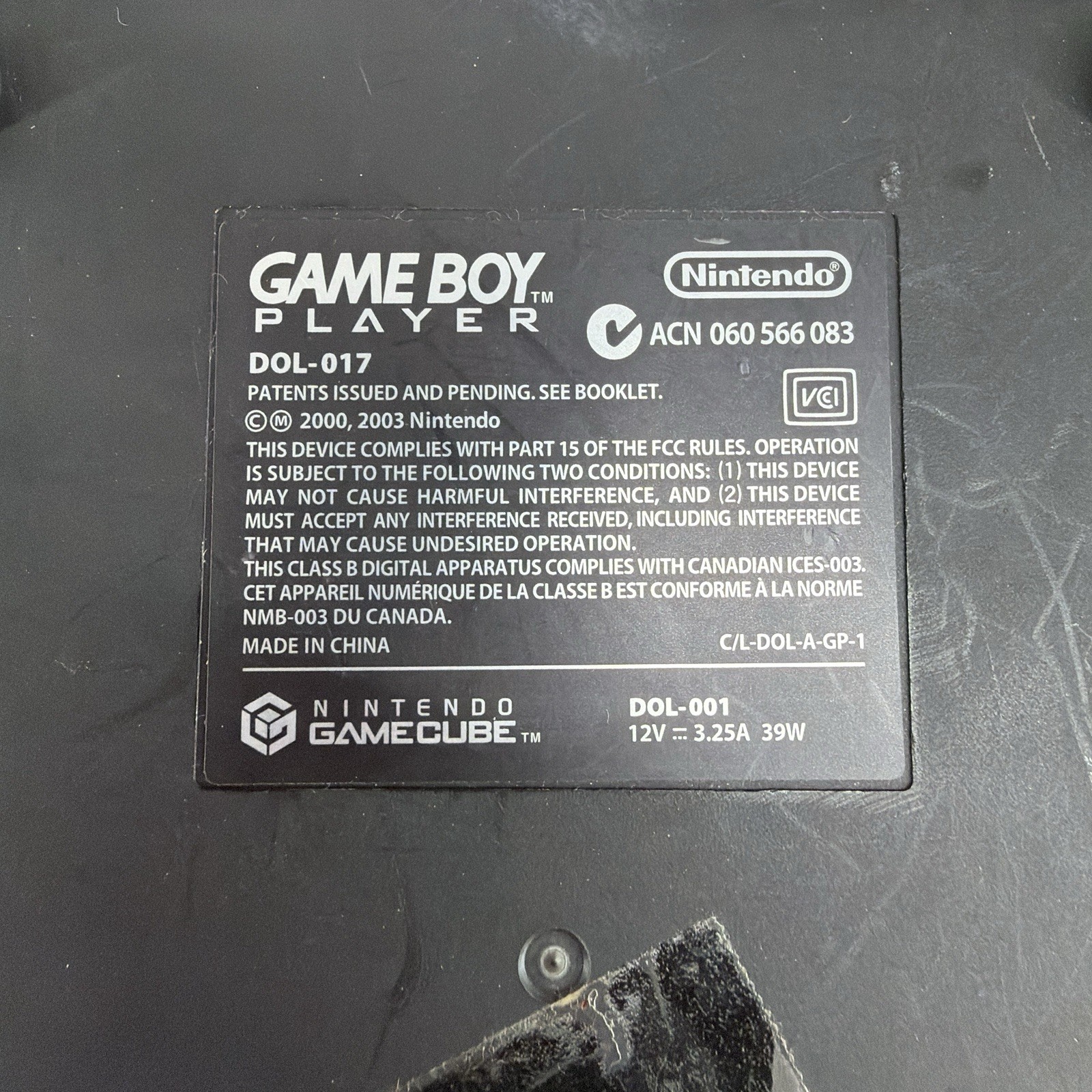 Nintendo GameCube GameBoy Player DOL-017 Cartridge Adapter Only Black – Tested