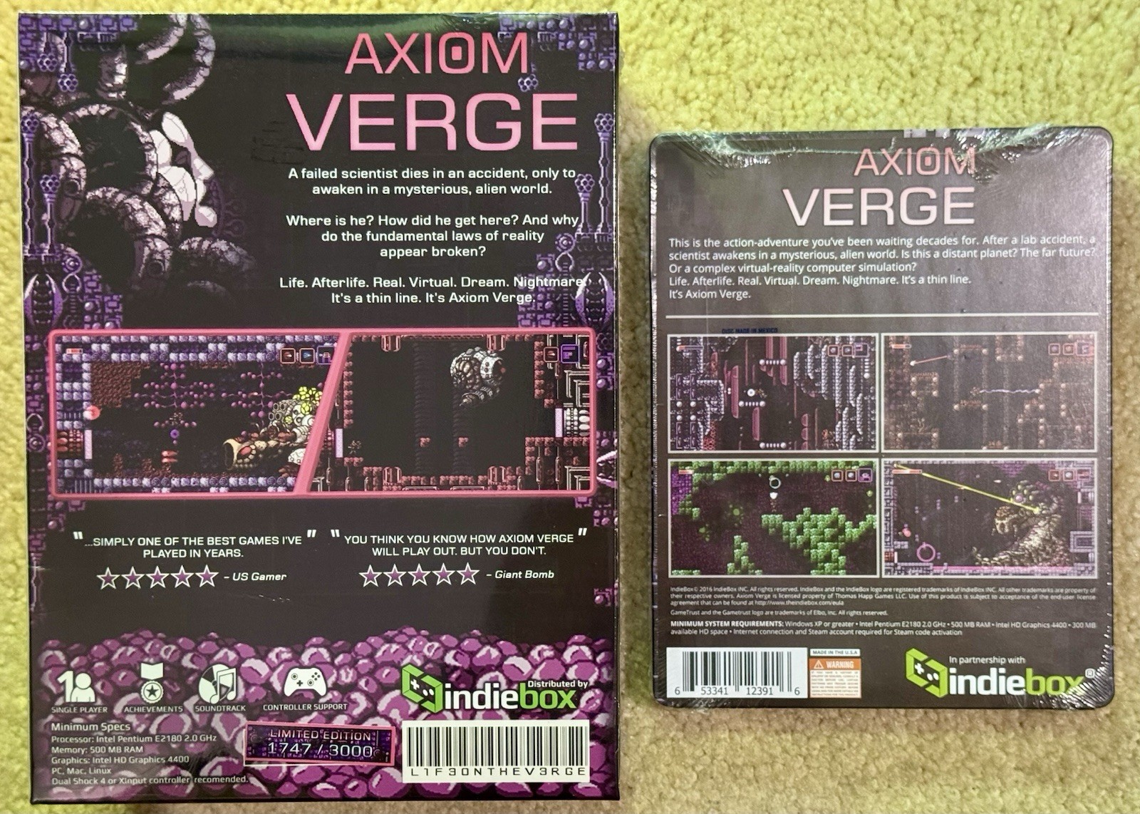 Axiom Verge Indiebox 1st RUN Limited Edition 1747/3000 + Gametrust Steelbook NEW