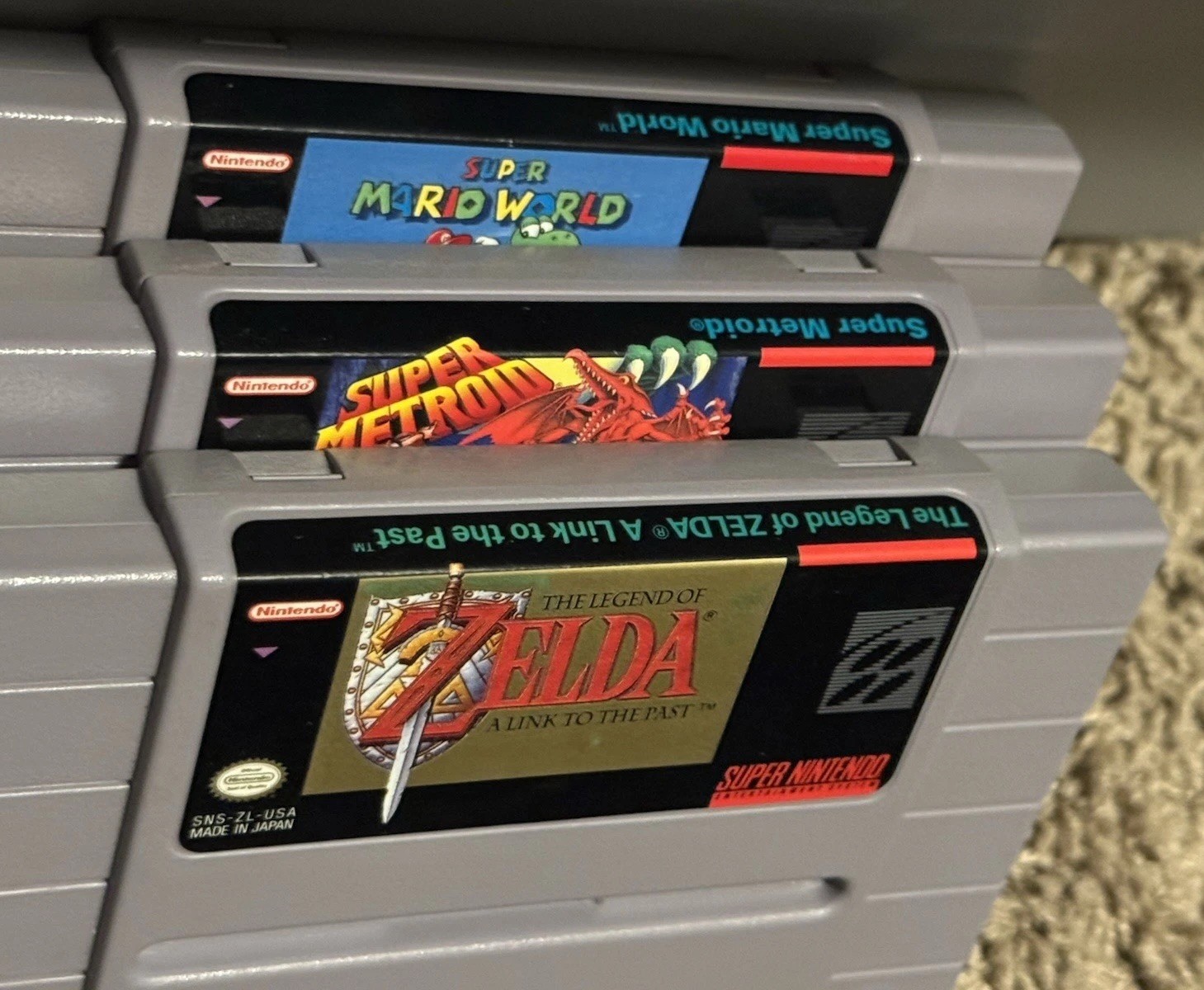 Super Nintendo SNES (3 GAME LOT) Super Metroid Mario World Zelda A Link To Past