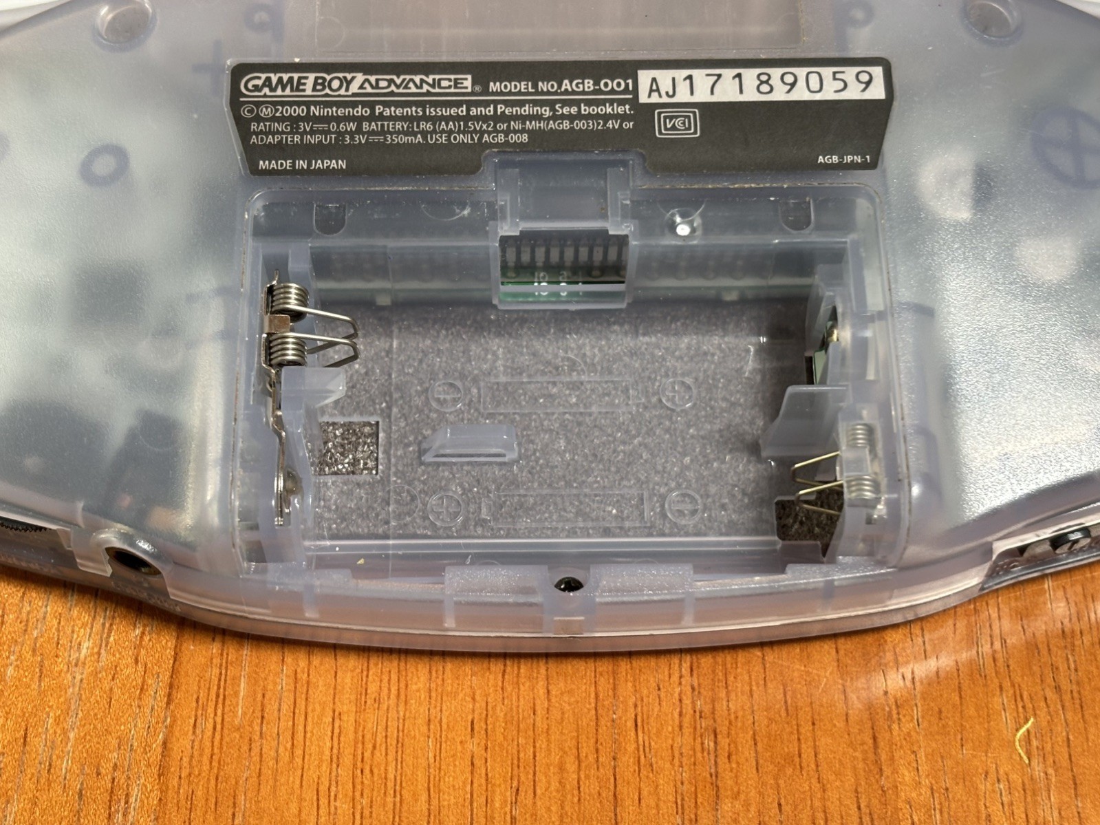 Nintendo Game Boy Advance GBA Clear Glacier Handheld Console Tested & Working