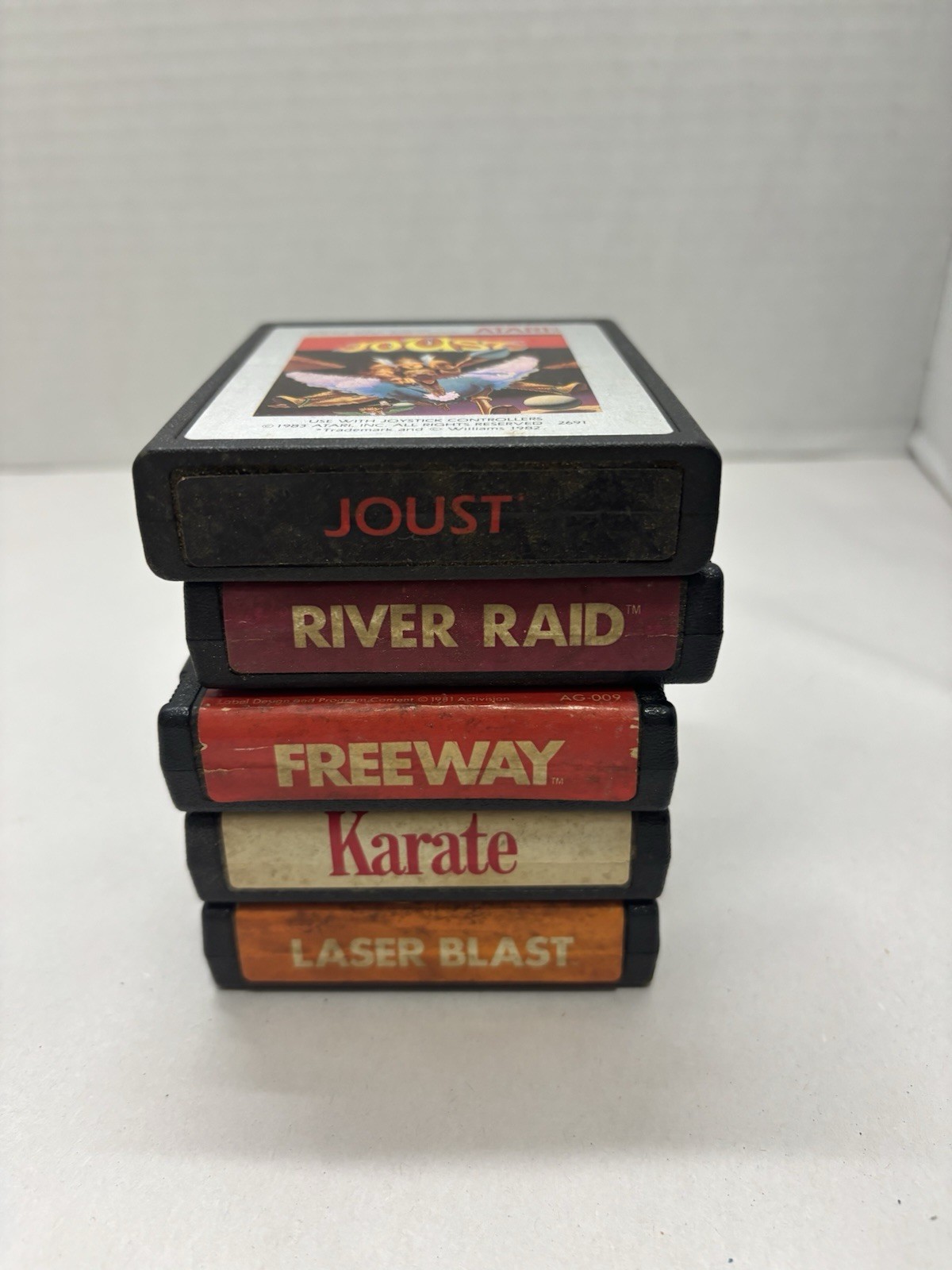 Vintage Atari 2600 Lot 5 Joust River Raid Freeway Laser Blast Karate Tested