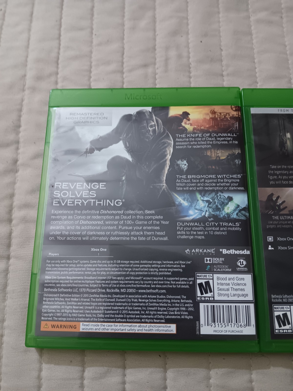 Dishonored Games (Xbox One) Dishonored/Dishonored 2/Dishonored Death of Outsider