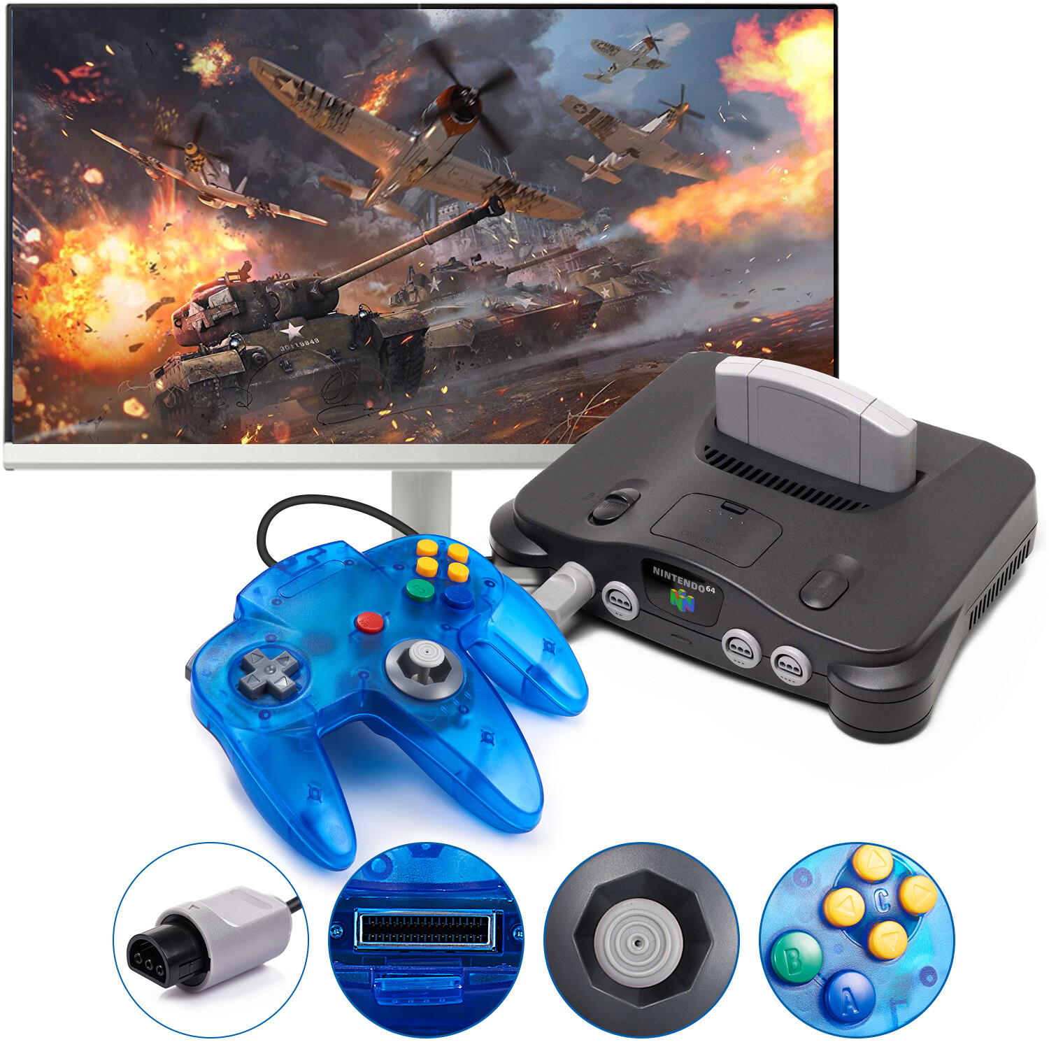 Wired N64 Controller Joystick Compatible with Nintendo 64 N64 Video Game Console
