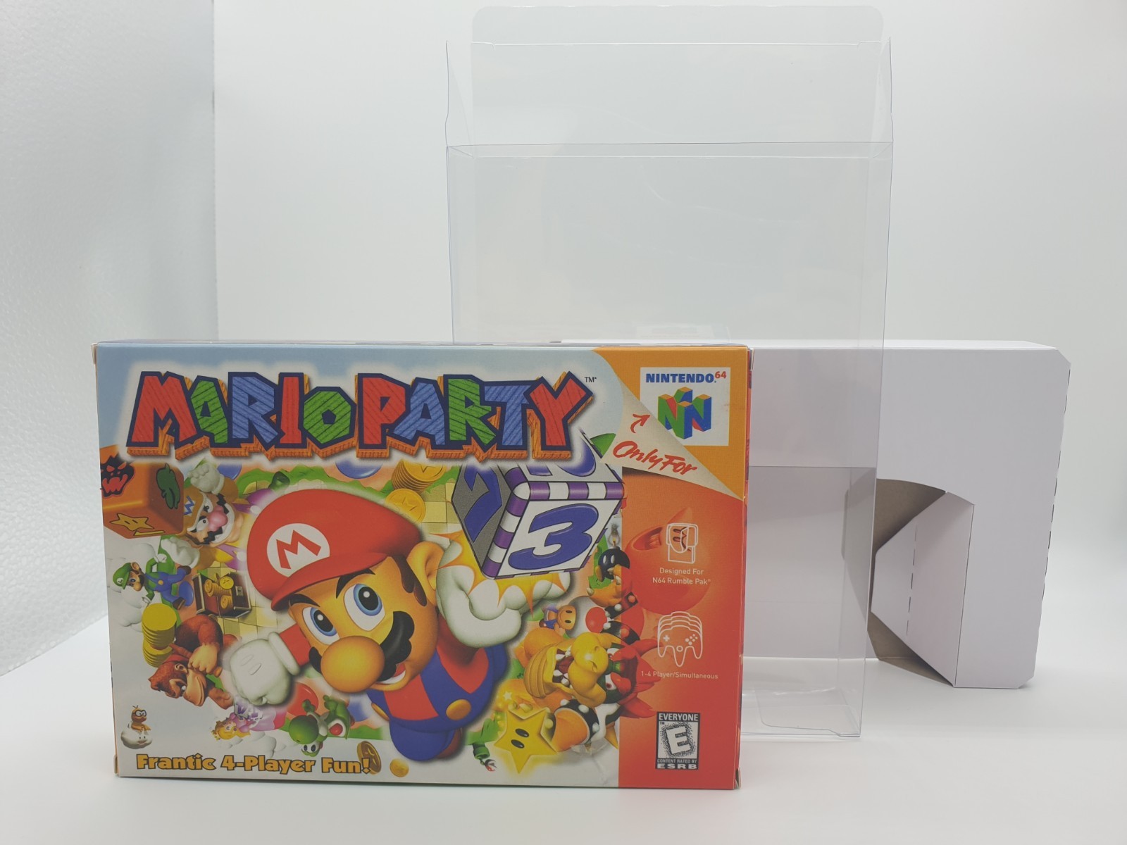 MARIO PARTY 1 N64 REPLACEMENT BOX INCLUDES INSERT TRAY + BOX PROTECTOR CASE