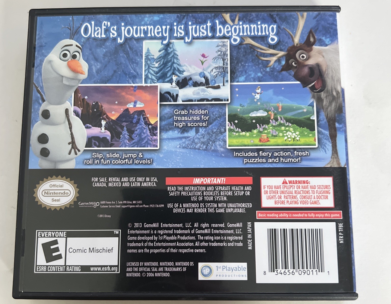 Disney Frozen Olafs Quest Nintendo DS Game Case Manual Complete TESTED