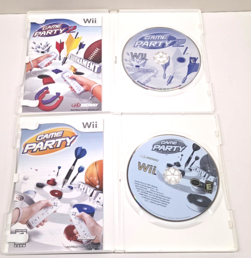 Game Party Lot (Nintendo Wii) Game Party 1 & 2 Complete with Manual VGC – Tested