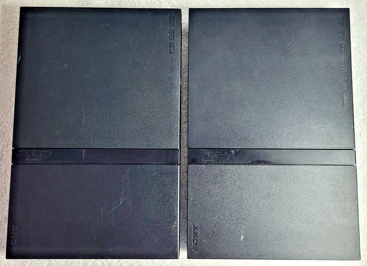 Lot of 2 Sony PlayStation 2 PS2 Slim Black Console Only – Clean Tested, Working