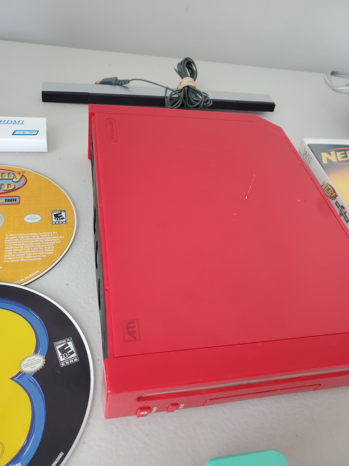 Nintendo Wii Console Gaming System RVL-001 Red w/ Games Controller Nunchuck