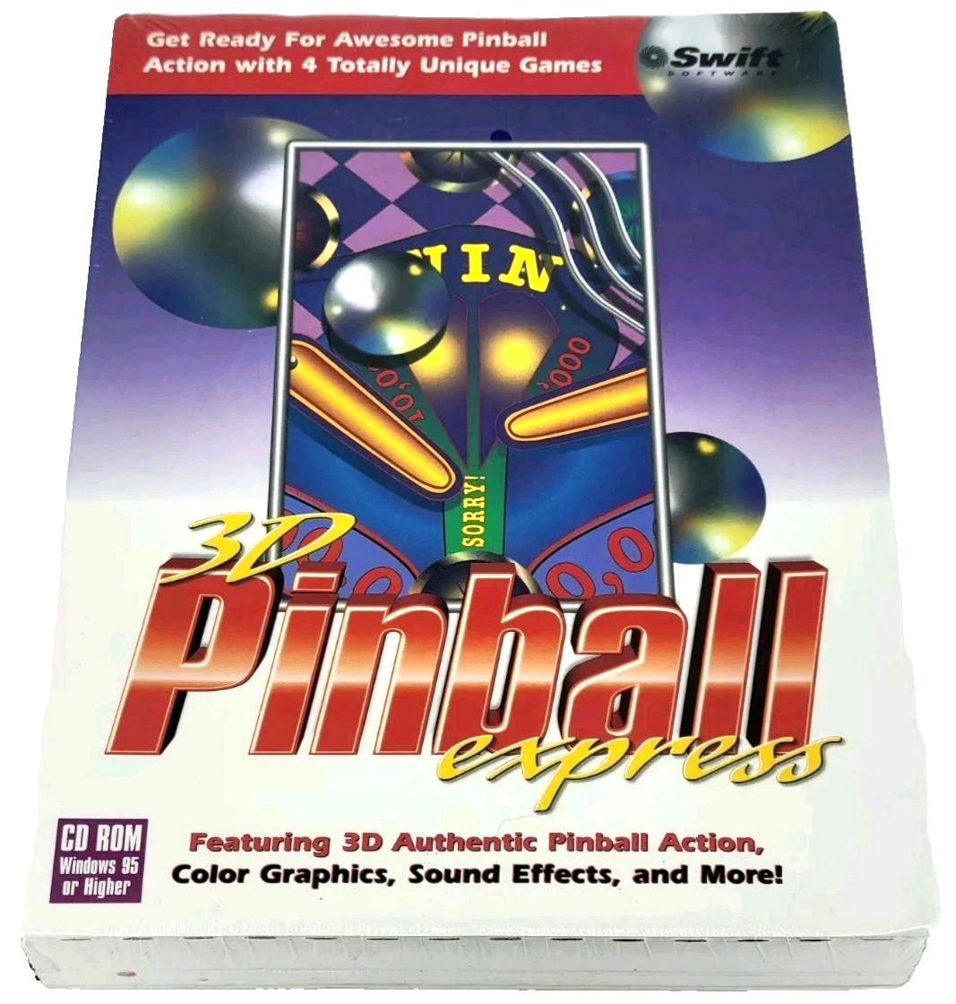 Vintage “3D Pinball Express” CD ROM Windows 95 or Higher ~ FAST FREE SHIPPING!