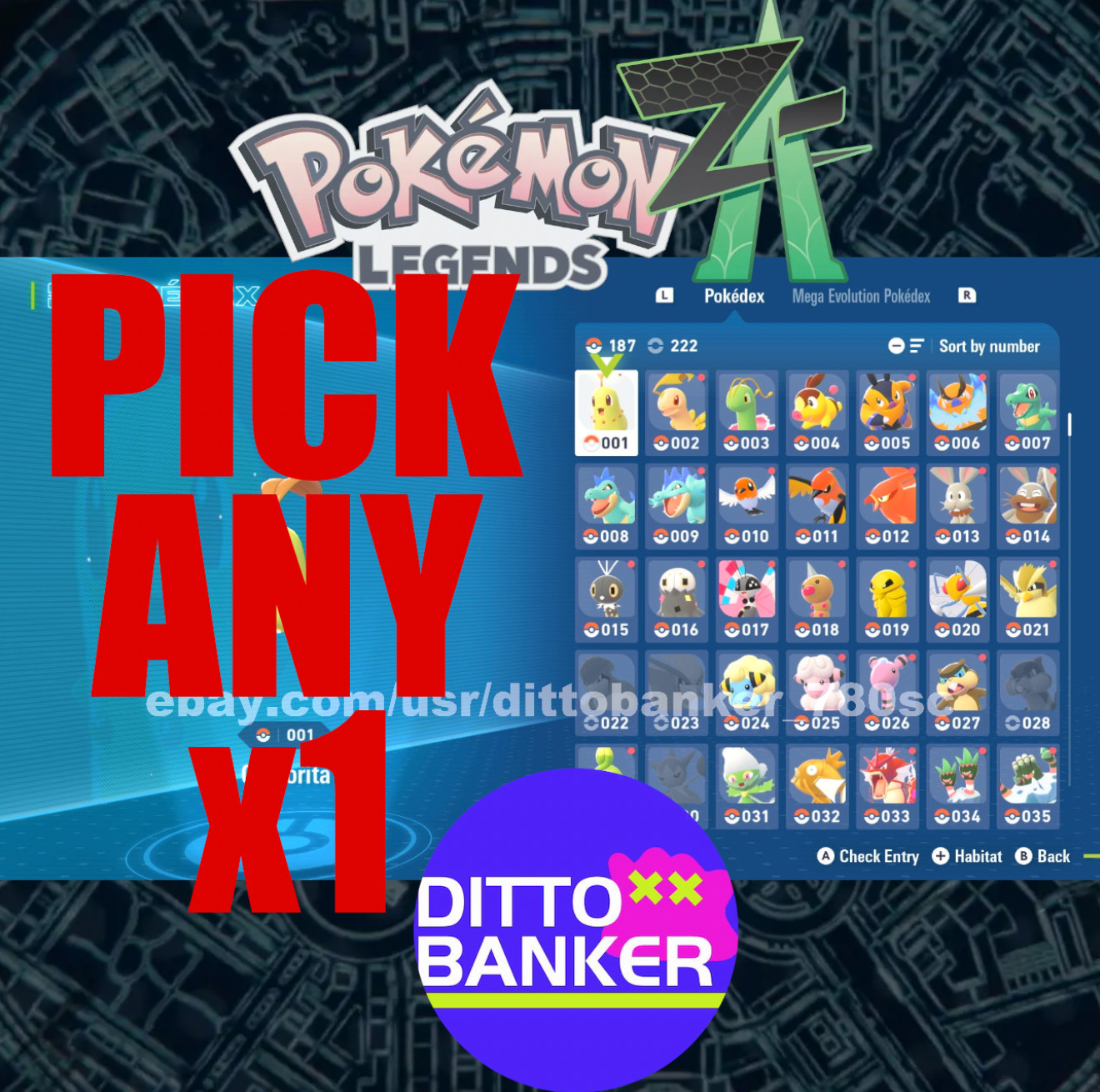 Pokemon Legends Z-A PICK ANY x1 Shiny Pokemon from List ZA POKEDEX🔥✅