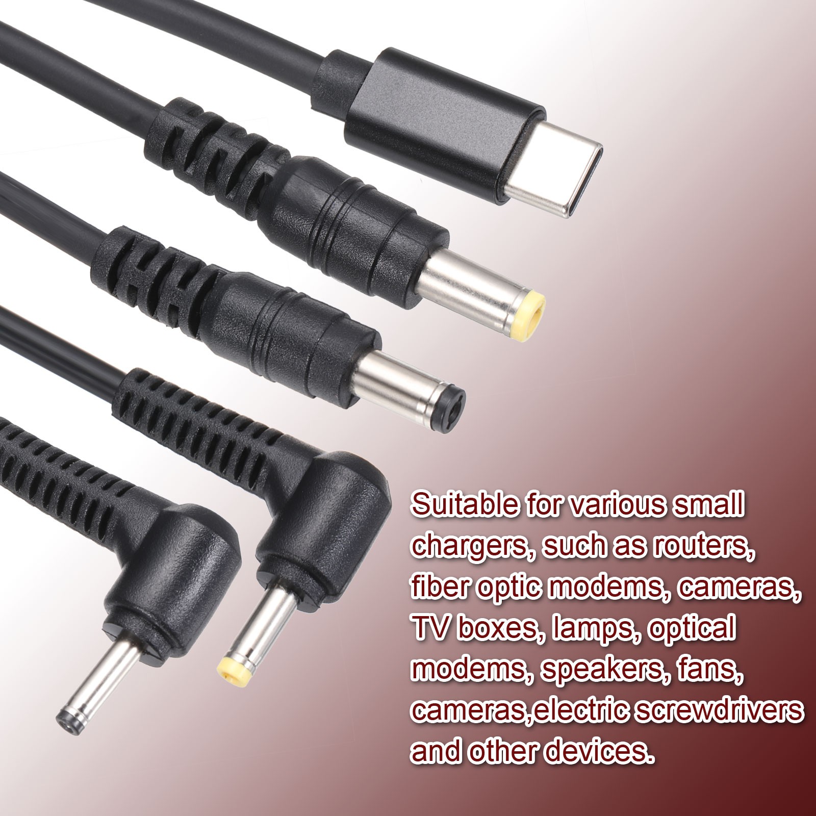 5FT USB C to DC PD Power Fast Charging Cable 3.5×1.35mm 65W/12V(Black)