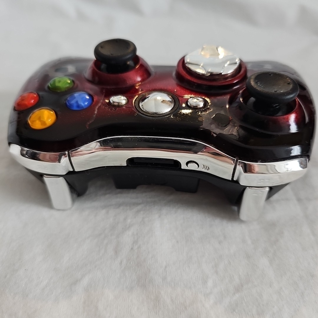 Rare Wireless Xbox 360 Controller Red With Bullet Holes & Changing Color Leds