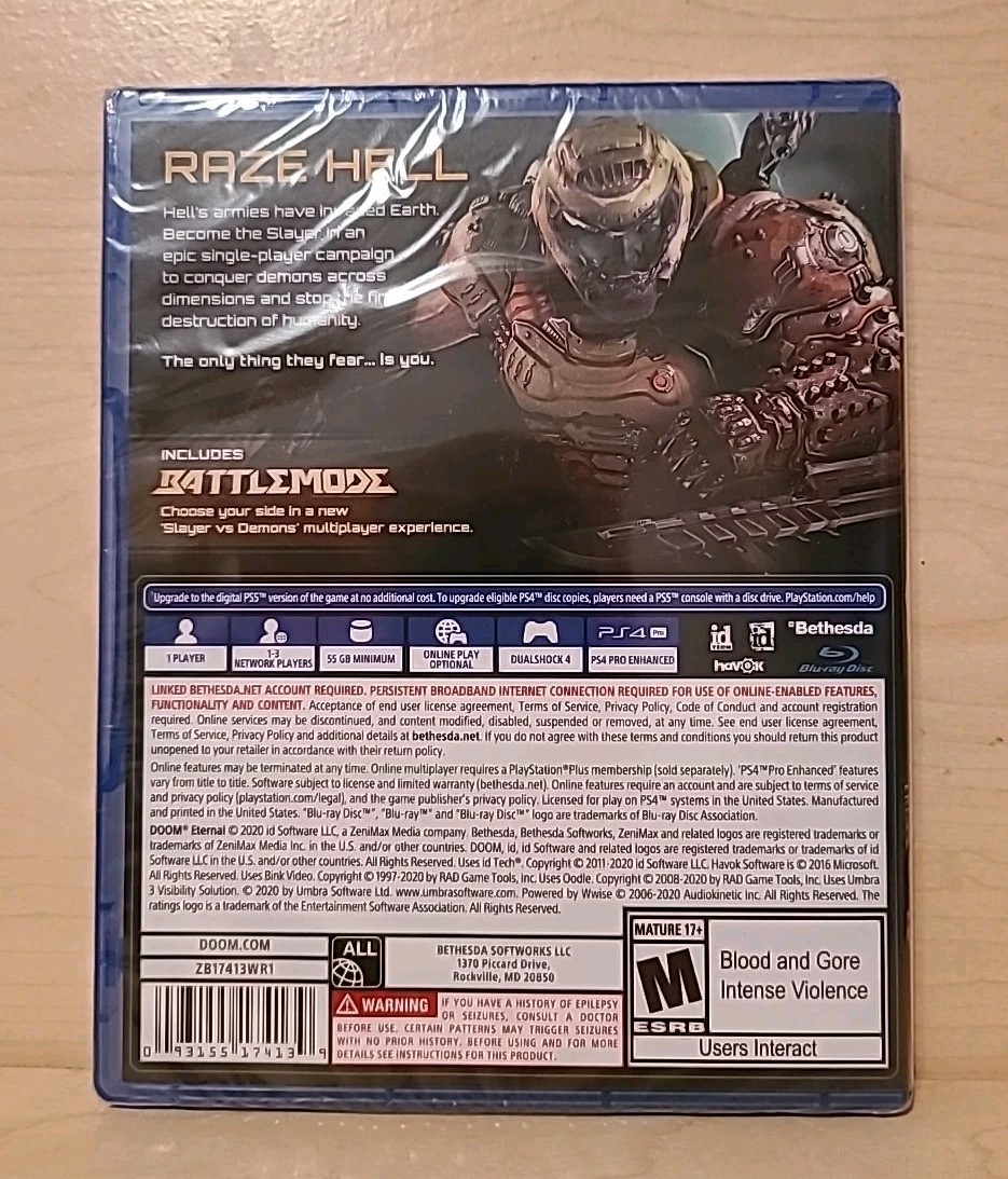Doom Eternal Standard Edition (PlayStation 4 PS4) w/ SteelBook Brand New Sealed