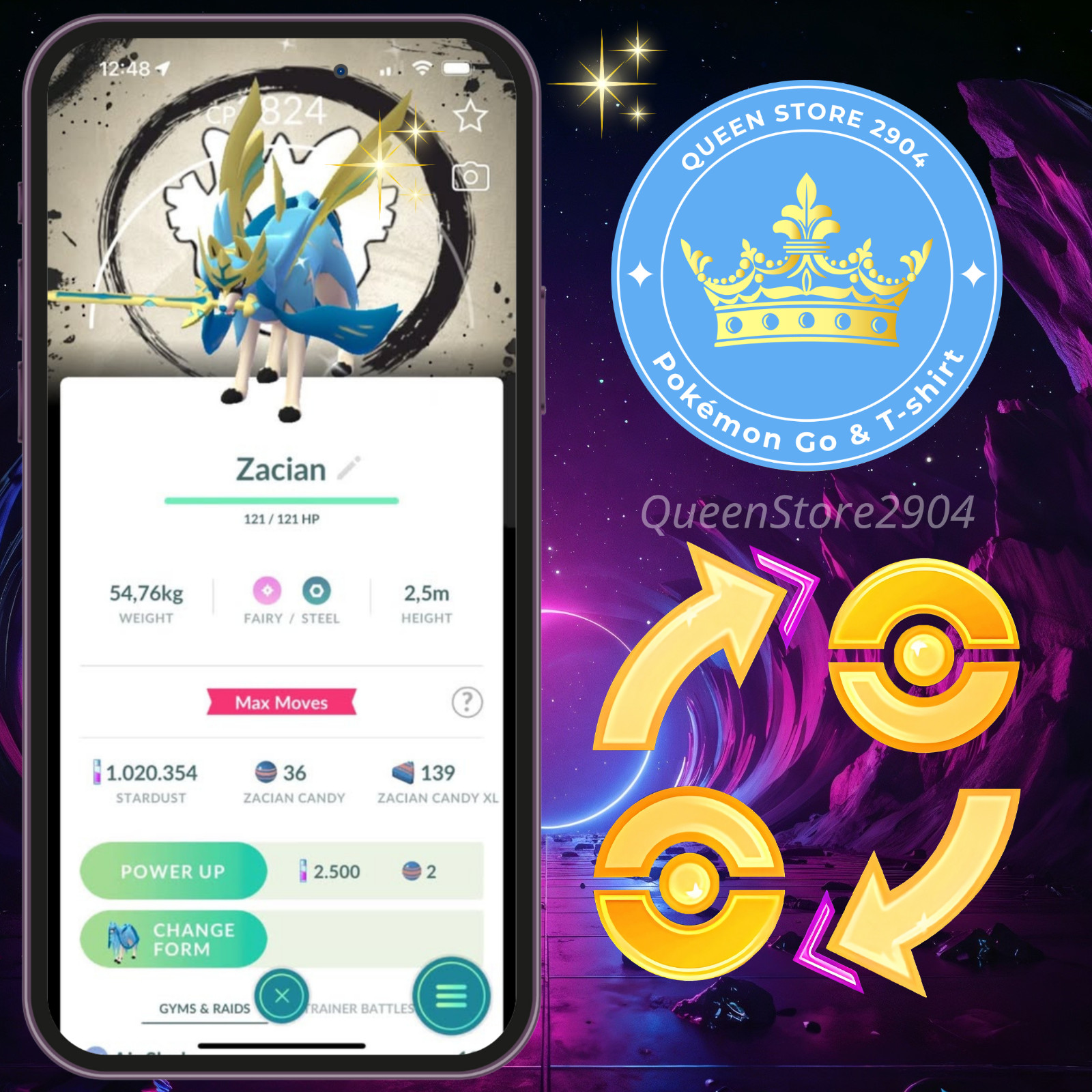 Pokémon —GO— Shiny Zacian Crowned —Background—GO Fest 2026—P.T.C—TRADE—Digital♻️