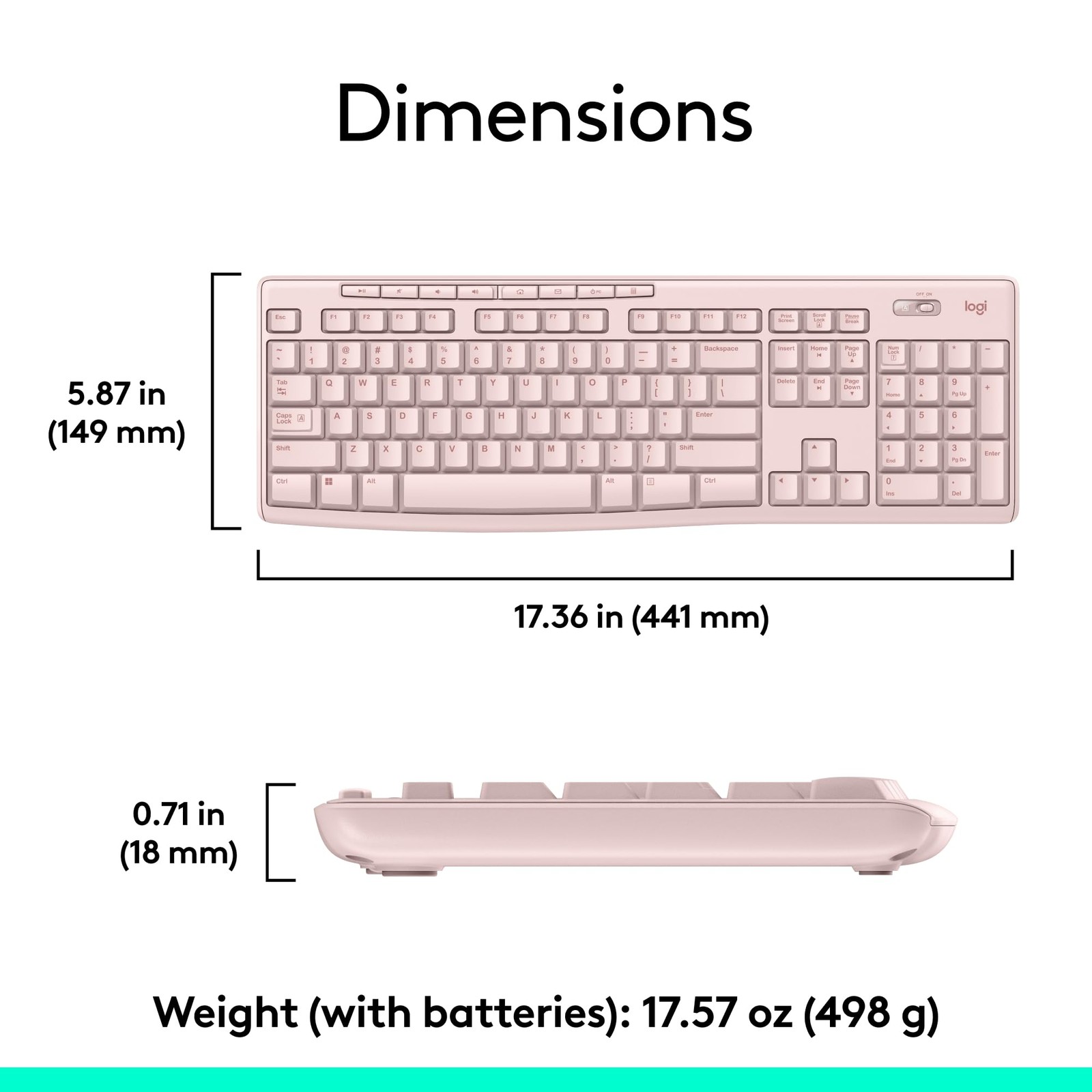 Logitech MK270 Wireless Keyboard and Mouse Combo for Windows, 1 Pack, Rose