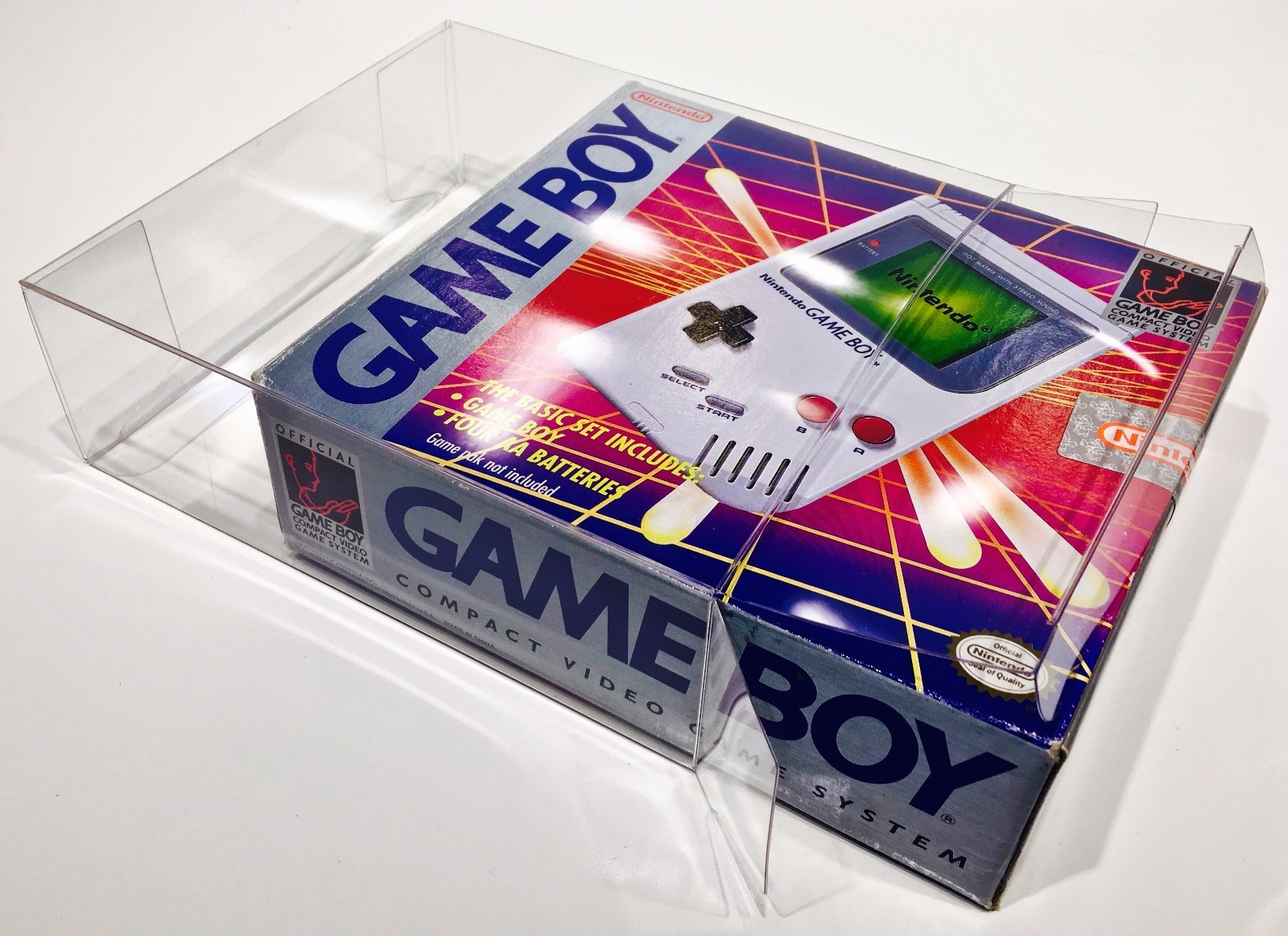 1 Clear Box Protector For The ORIGINAL GAME BOY PINK/PURPLE Console Box Case