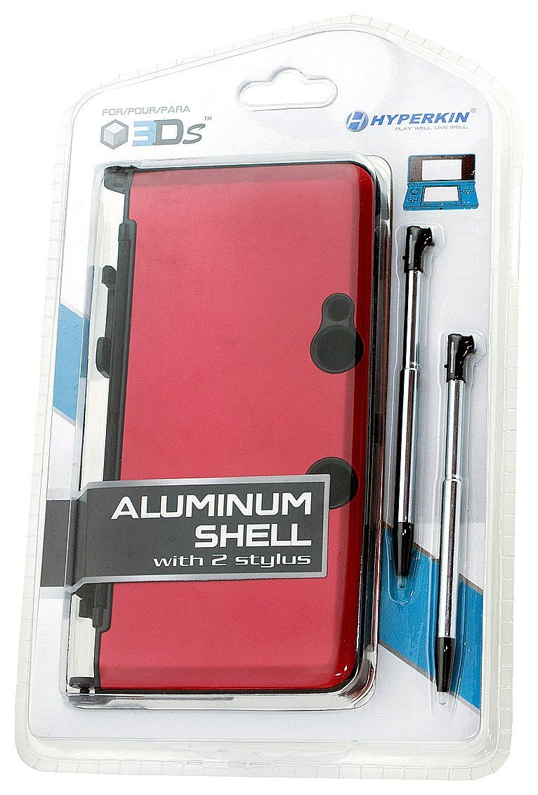 NEW RED Aluminum case W/2 Retractable Stylus Pens for the OLD Nintendo 3DS