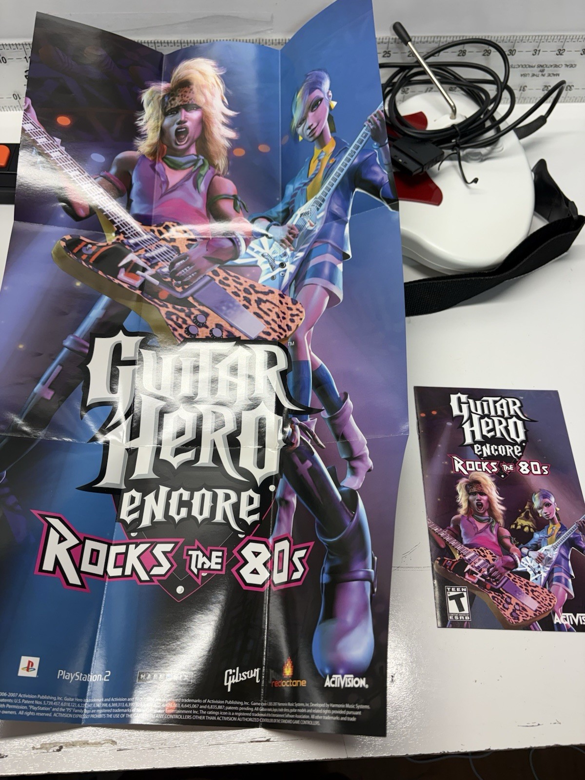 RedOctane Guitar Hero SG Wired Guitar Bundle PS2 Tested Working + Rocks the 80s