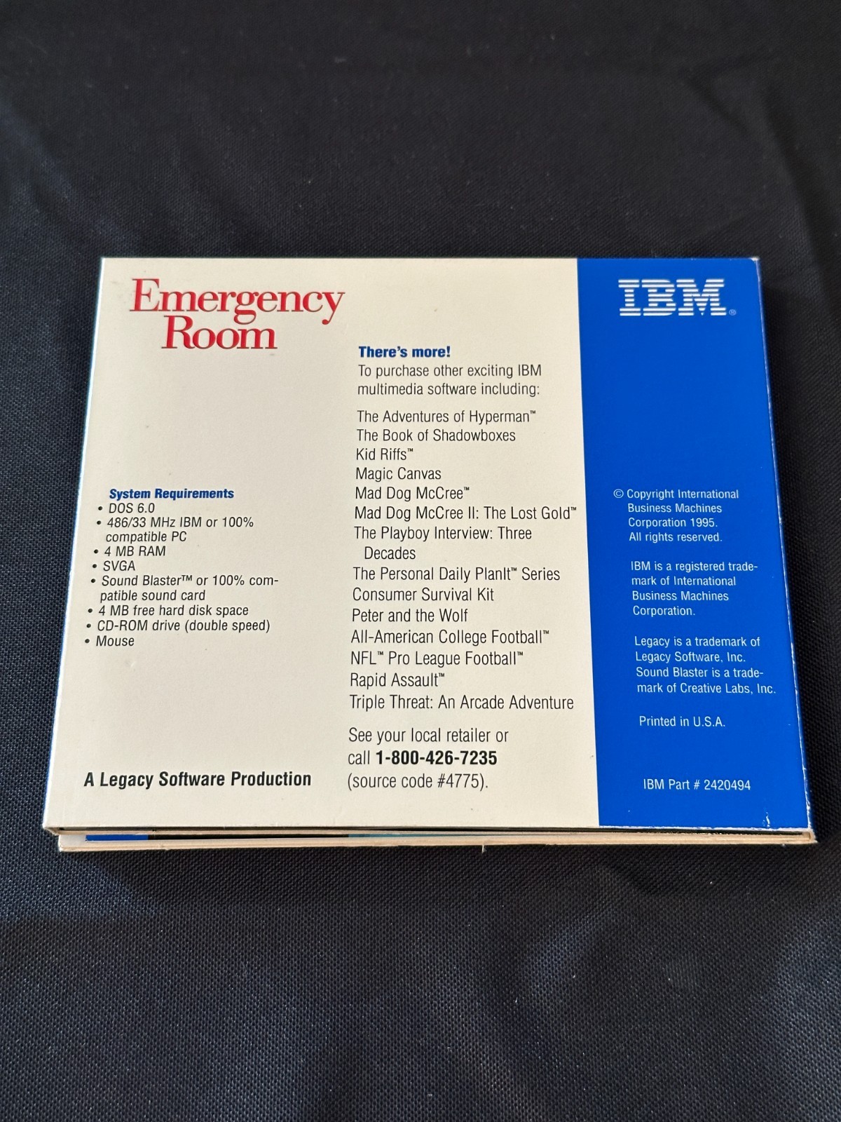 IBM Emergency Room 1995 DOS CD‑ROM PC Game Vintage Medical Simulation