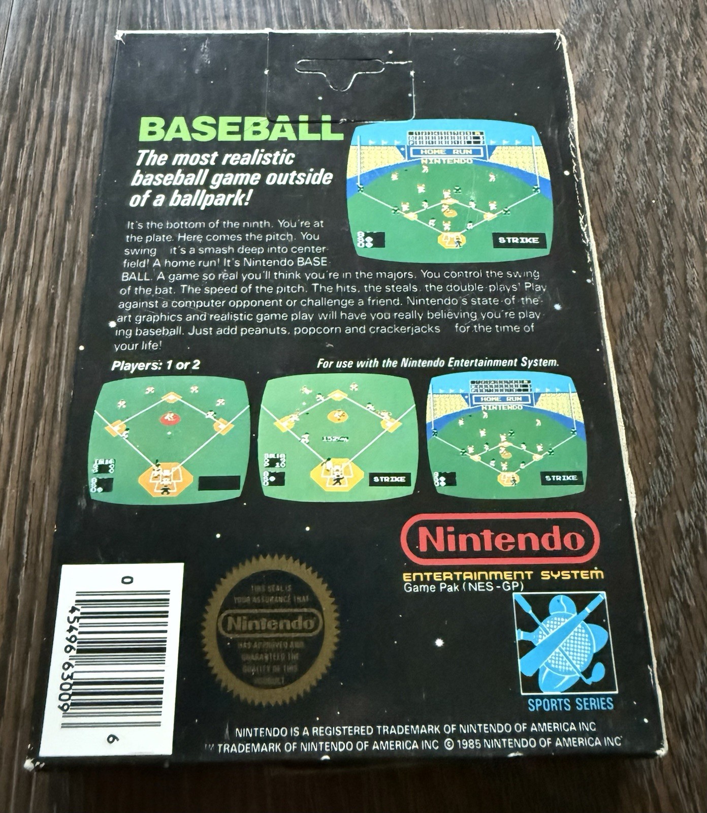 Baseball Complete in Box CIB Hangtab No Code EARLY PRINT (Nintendo, NES 1985)🔥