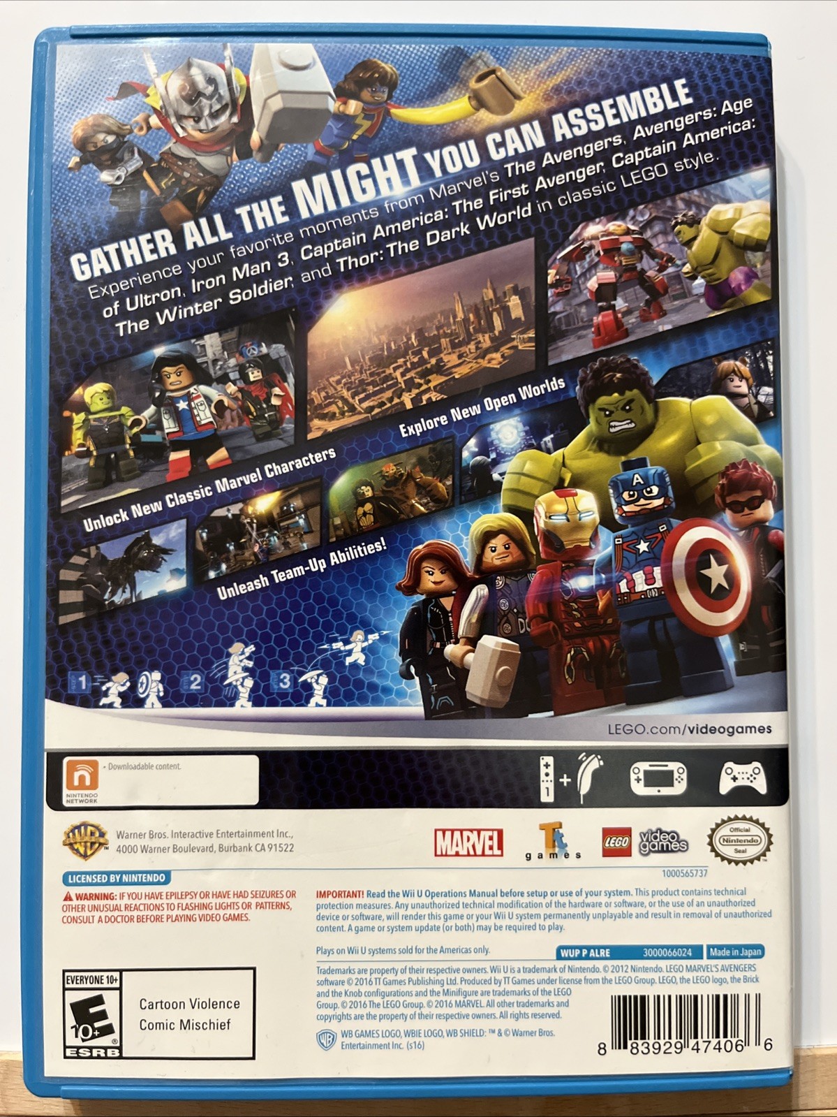 LEGO Marvel’s Avengers (Nintendo Wii U, 2016) CIB Captain America Hulk Iron Man